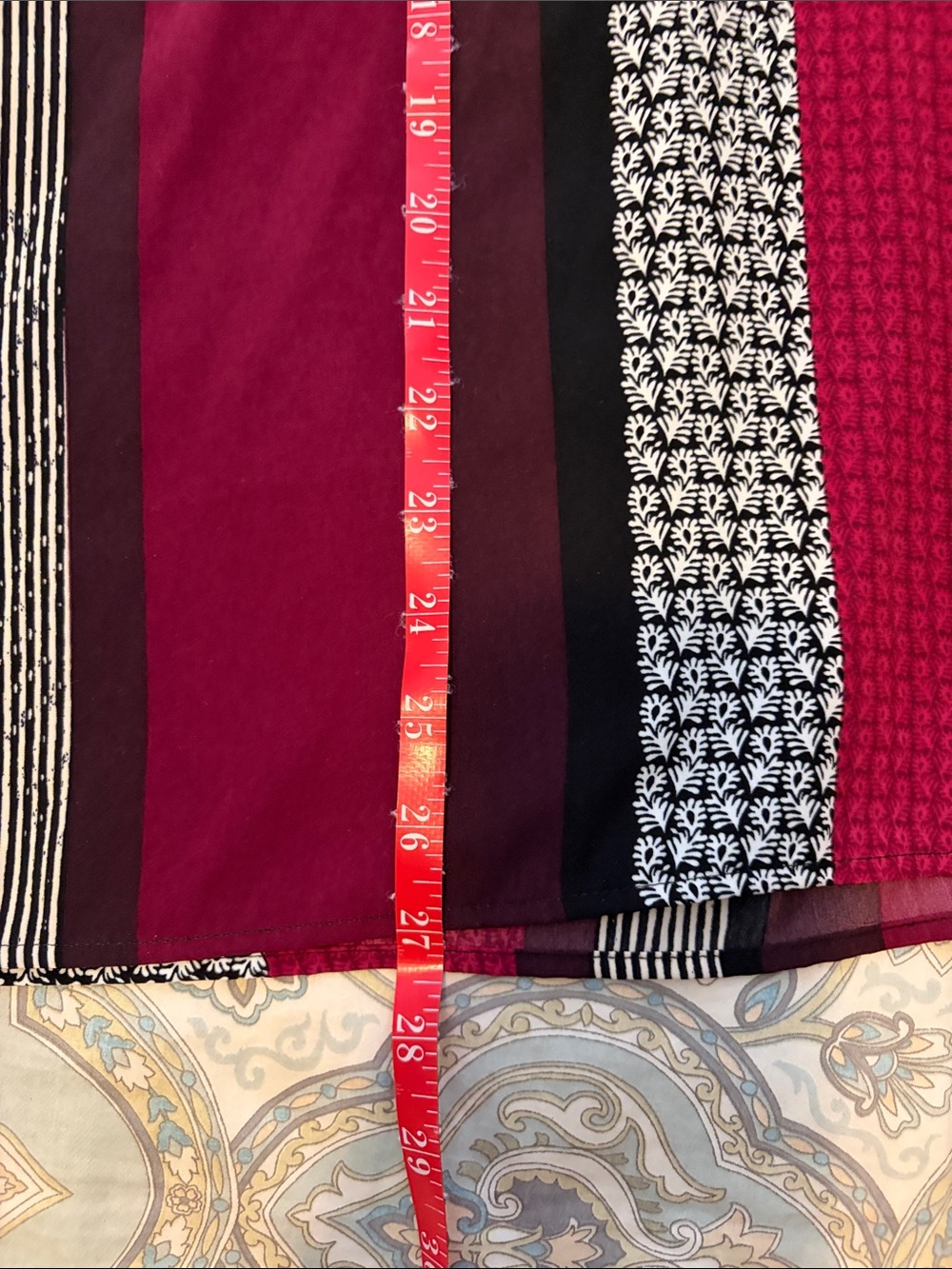 Alfani red, burgundy,Black Striped Blouse - Picture 7 of 7